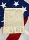 Declaration of Independence on American Flag, Vertical Royalty Free Stock Photo