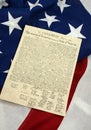 Declaration of Independence on American Flag, Vertical Royalty Free Stock Photo