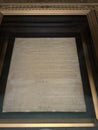 Declaration of Independence at Archives of the USA building in Washington DC Royalty Free Stock Photo