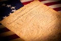 Declaration of Independence on flag background