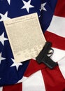 Declaration of Independence with Hand Gun, Vertical Royalty Free Stock Photo