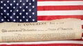 Declaration of independence 4th july 1776 on usa flag Royalty Free Stock Photo