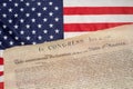 Declaration of independence 4th july 1776 on usa flag Royalty Free Stock Photo