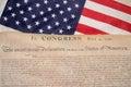 Declaration of independence 4th july 1776 on usa flag Royalty Free Stock Photo