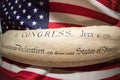 Declaration of independence 4th july 1776 on usa flag Royalty Free Stock Photo