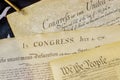 U.S. document of American constitution We the people with USA Flag Royalty Free Stock Photo