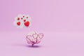 a declaration of love. a brain in rose-colored heart glasses and a cloud with hearts on a pastel background. 3D render Royalty Free Stock Photo