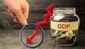 Decline and decrease of GDP - failure and breakdown of economy a Royalty Free Stock Photo