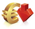 Decline of the euro deflation Royalty Free Stock Photo