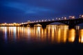 Decline, river Yenisei, municipal bridge view of the city