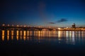 Decline, river Yenisei, municipal bridge view of the city