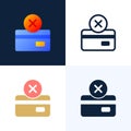 Declined payment Credit card vector stock icon set. Concept of unsuccessful bank payment transaction. The back side of the card Royalty Free Stock Photo