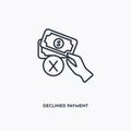 Declined payment outline icon. Simple linear element illustration. Isolated line declined payment icon on white background. Thin Royalty Free Stock Photo