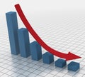 Declining bar chart with arrow Royalty Free Stock Photo