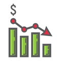 Declining graph filled outline icon, business