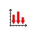 Declining graph icon. Business decline chart filled flat sign for mobile concept and web design Royalty Free Stock Photo