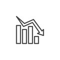 Declining graph line icon Royalty Free Stock Photo