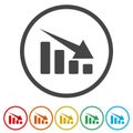 Declining graph ring icon, color set Royalty Free Stock Photo