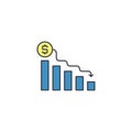 Declining graph vector icon business decline chart filled flat sign for mobile concept and web Royalty Free Stock Photo