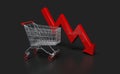 Declining household consumption - shopping cart