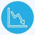 Declining Line Graph Icon in trendy blue eyes style isolated on soft blue background