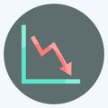 Declining Line Graph Icon in trendy flat style isolated on soft blue background