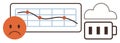 Declining Performance Indicated by Graph, Battery Icon, Cloud, and Sad Face Royalty Free Stock Photo