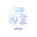 Decluttering in office blue gradient concept icon