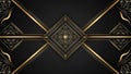 Deco Geometric Pattern with Gold Lines on Black Background Royalty Free Stock Photo