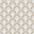 Deco seamless pattern. Curved shapes and wavy lines ornamental vector background. Greek golden tiled Deco ornaments with curve Royalty Free Stock Photo