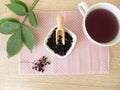 Decoction, boiled tea from dried elder berries Royalty Free Stock Photo