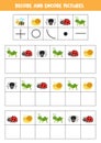 Decode and encode pictures. Write the symbols under cute insects.