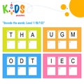 Decode the 3-letter words. logic puzzle activity sheet Royalty Free Stock Photo