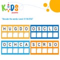 Decode the 5-letter words. Fun logic puzzle activity sheet