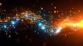 Decoding Data, Binary Code Flowing with Orange And Blue Light Energy Royalty Free Stock Photo