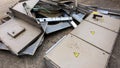 Decommissioned industrial water chiller unit laying in a pile of scrap Royalty Free Stock Photo