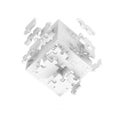 Decomposed cube of puzzle Royalty Free Stock Photo