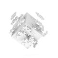 Decomposed cube of puzzle Royalty Free Stock Photo