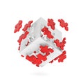 Decomposed cube of puzzle Royalty Free Stock Photo