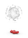 Decomposed cube of puzzle and red element Royalty Free Stock Photo