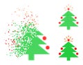 Decomposed Dotted Christmas Fir Tree Icon with Halftone Version