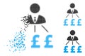 Decomposed Dotted Halftone Businessman Pound Expenses Icon