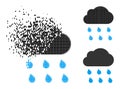 Decomposed and Halftone Pixelated Rain Cloud Icon