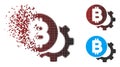 Decomposed Pixel Halftone Bitcoin Options Gear Icon