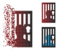 Decomposed Pixel Halftone Prison Locked Door Icon