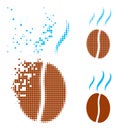 Decomposed Pixel Smell Coffee Bean Icon with Halftone Version