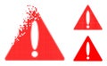Decomposed Pixel Warning Triangle Glyph with Halftone Version Royalty Free Stock Photo