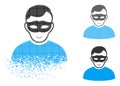 Decomposed Pixelated Halftone Anonymous Person Icon with Face