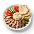 Deconstructed Shawarma Platter White Background Isolated Studio Shot Royalty Free Stock Photo