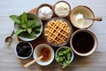 deconstructed waffle recipe: ingredients and finished product